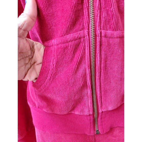 Three Hearts Women's Solid Red Cotton Full Zip Jacket & Trouser 2 Pc's Suit L - Picture 5 of 13